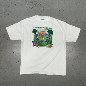 VTG 1995 Earth Day tee in white and multi-colour